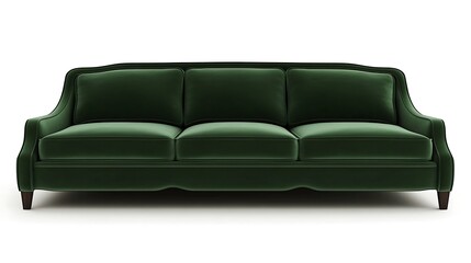 Obraz premium Modern sofa in deep emerald green with a sculptural frame and luxurious fabric 