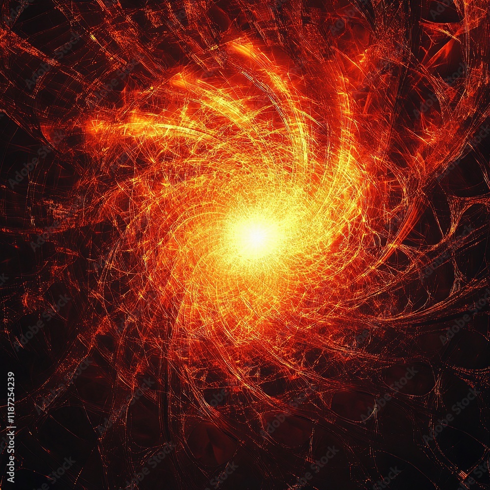 Poster abstract radial lattice design with fiery lines and background effects