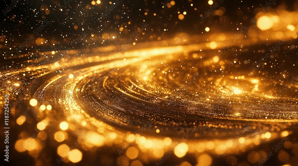 Poster glowing particles and lines moving in dynamic flowing pattern