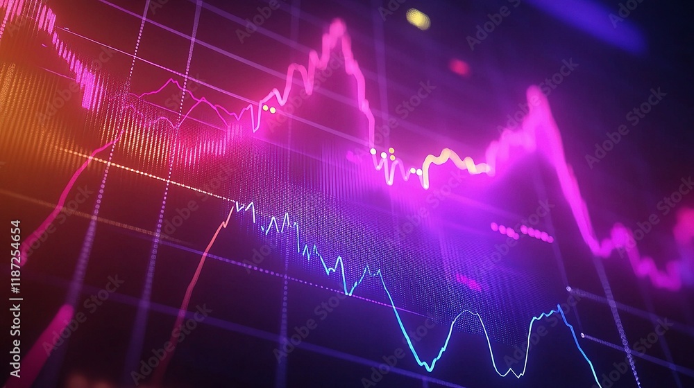 Poster dynamic led graphs with digital elements and scaled lines representation