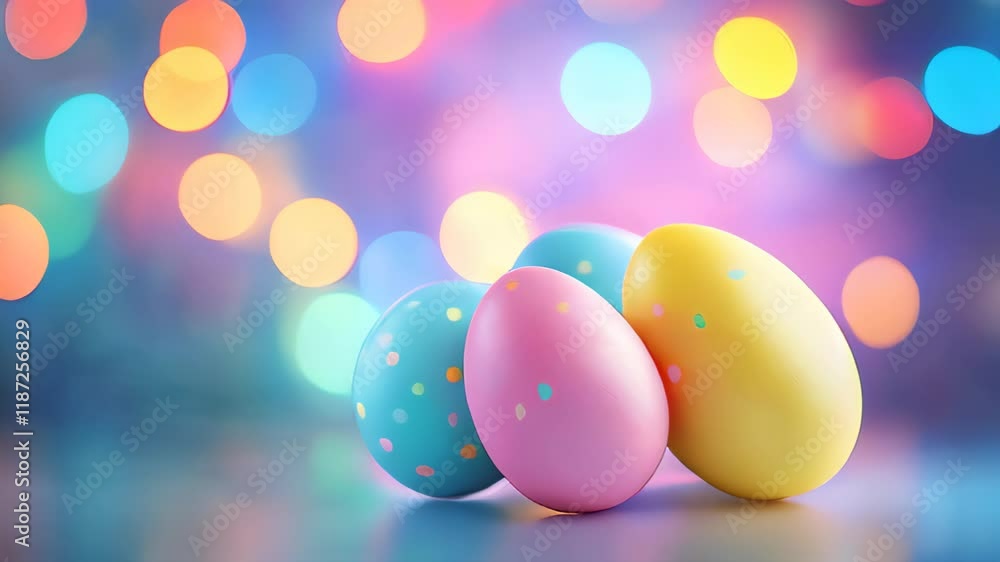 Aufkleber colorful pastel eggs glowing under sparkling lights create a joyful springtime atmosphere