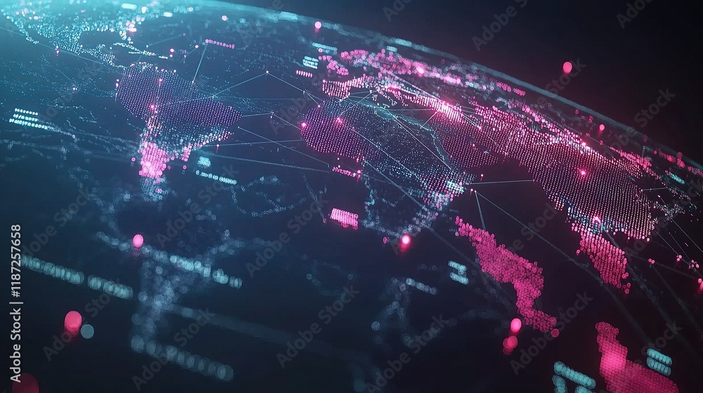 Aufkleber global network connections illustrated with lines and data points