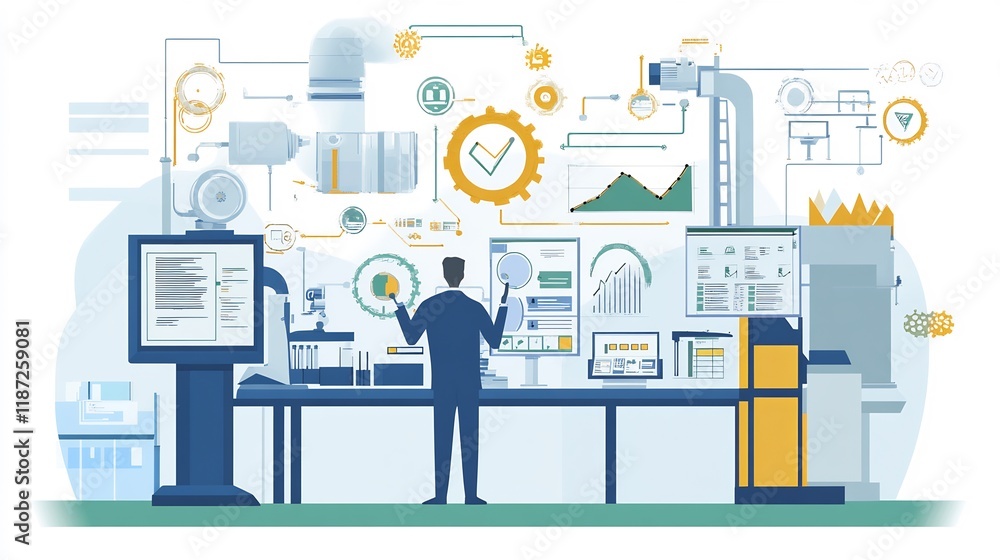 Poster illustration of process improvement framework featuring six sigma kaizen methodologies