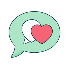 chat bubble with heart vector icon, chat bubble with heart vector illustration - simple illustration of chat bubble with heart, perfect for logos,and chat bubble with heart -themed designs.