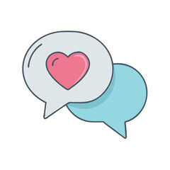 chat bubble with heart vector icon, chat bubble with heart vector illustration - simple illustration of chat bubble with heart, perfect for logos,and chat bubble with heart -themed designs.