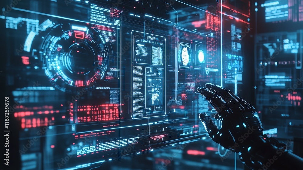 Aufkleber futuristic automation interface with rpa technology and innovation