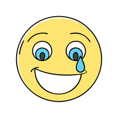 face with happy tear vector icon, face with happy tear vector illustration - simple illustration of face with happy tear, perfect for logos,and face with happy tear -themed designs.