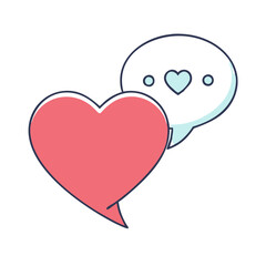heart and speech bubble vector icon, heart and speech bubble vector illustration - simple illustration of heart and speech bubble, perfect for logos,and heart and speech bubble -themed designs.