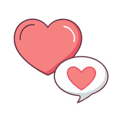 heart and speech bubble vector icon, heart and speech bubble vector illustration - simple illustration of heart and speech bubble, perfect for logos,and heart and speech bubble -themed designs.