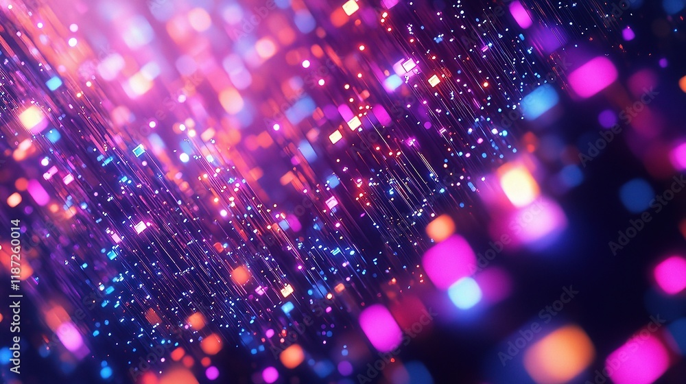 Poster abstract 3d visualization of glowing nodes and data constellation