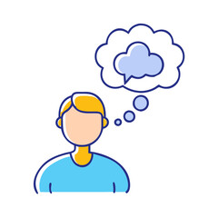 person with thought bubble icon, person with thought bubble vector,.