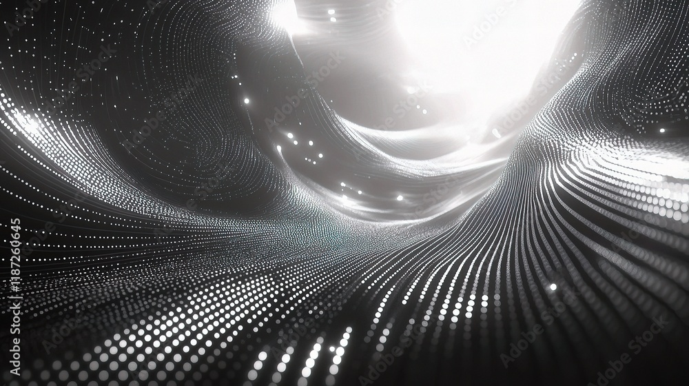 Aufkleber abstract gray and white digital background with flowing lines