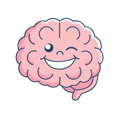 smiling brain vector icon, smiling brain vector illustration - simple illustration of smiling brain, perfect for logos,and smiling brain -themed designs.