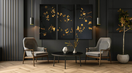 opulent leaves and a contemporary canvas wall frame