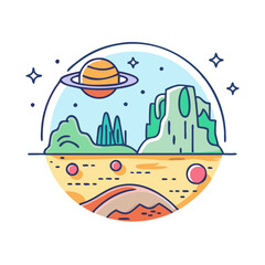 alien planet landscape vector icon, alien planet landscape vector illustration - simple illustration of alien planet landscape, perfect for logos,and alien planet landscape -themed designs.