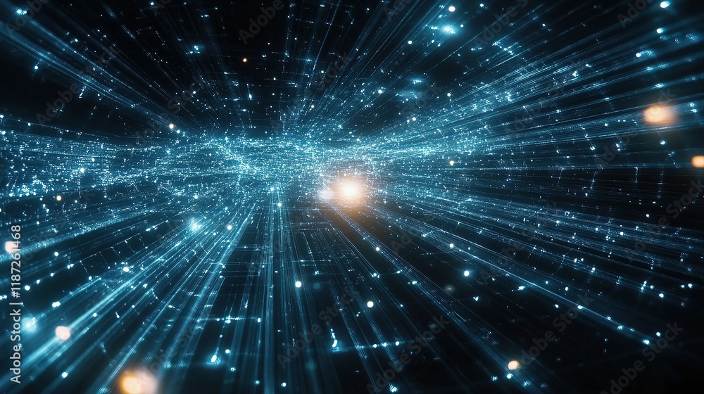 Aufkleber abstract futuristic network with interconnected lines and light effects