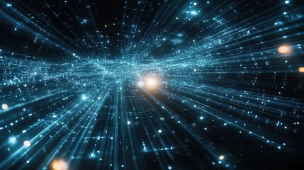 Fototapeta premium Abstract Futuristic Network with Interconnected Lines and Light Effects