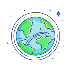 aurora borealis from space icon, aurora borealis from space vector.