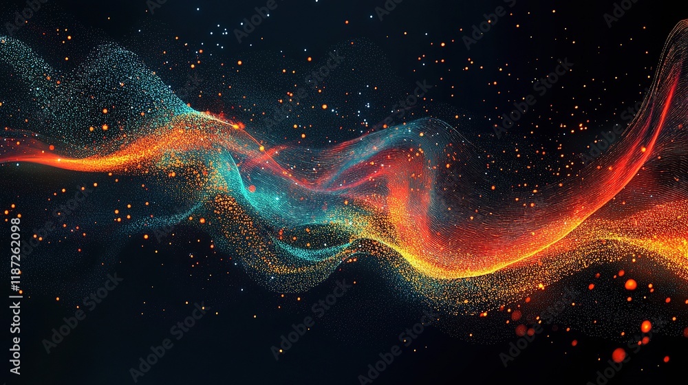 Poster abstract technology interface with colorful dynamic lines