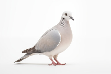 Obraz premium white dove symbolizing peace and harmony on a white background. Ideal for designs promoting unity, love, hope, and global peace initiatives. Perfect for use in posters, banners, websites.