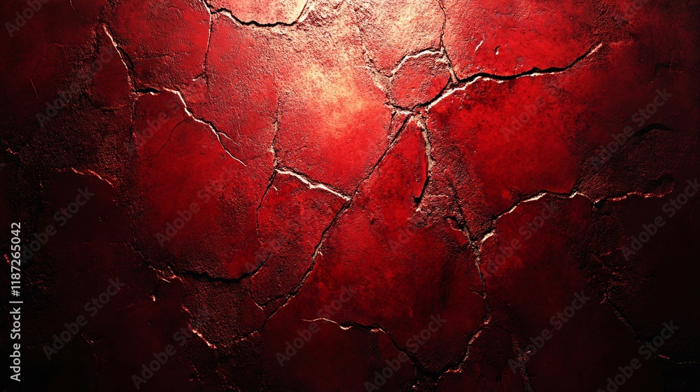 Poster textured red surface with cracks showcasing dramatic colors and patterns