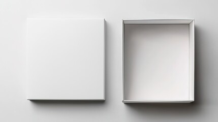 Open box mockup isolated on white background for creative design minimalist environment product showcase