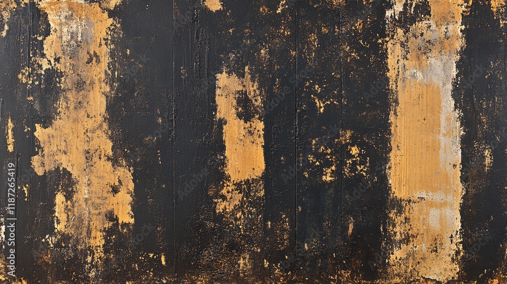 Poster abstract textured wall with dark and gold patterns showcasing wear and character