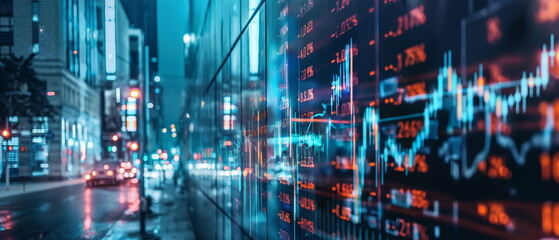 Fototapeta premium A cyberpunk city of the future where stock exchang_001