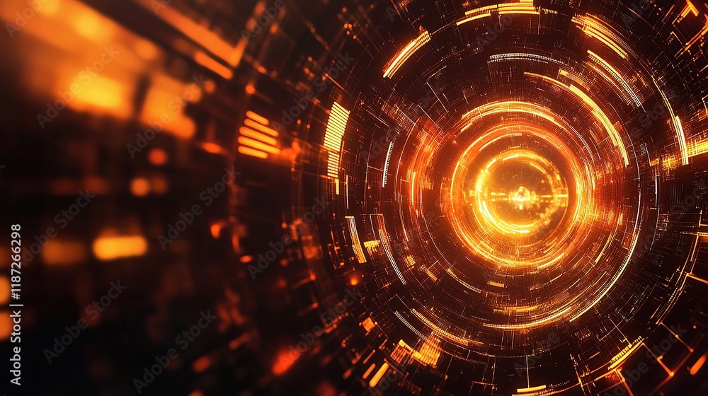 Poster glowing 3d polygonal swirl with data lines and gigapixel detail