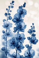 Warm blurred bokeh lights floating over colorful blossoms, producing a calm and delicate ambiance, book illustration style