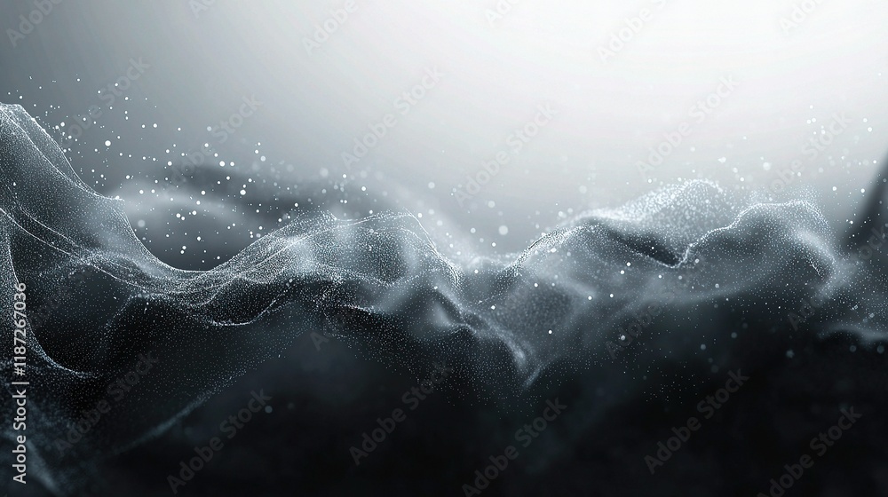 Poster abstract gray and white background with smooth flowing lines