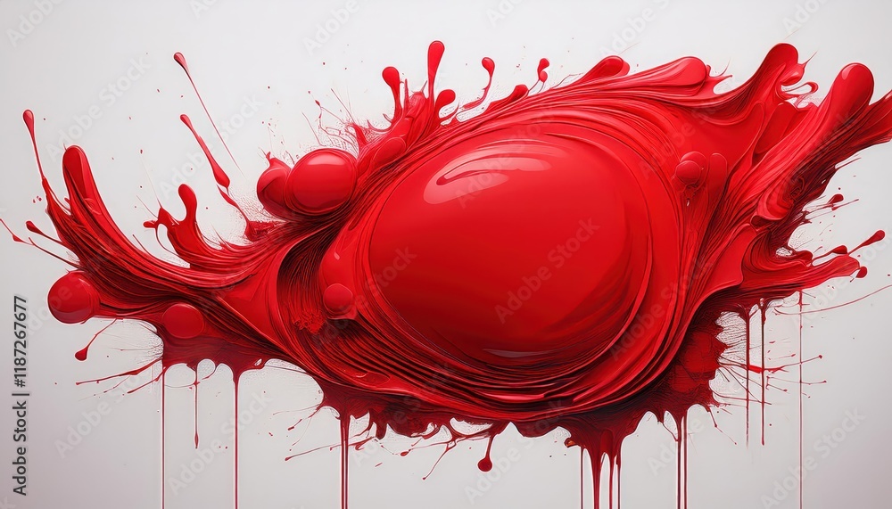 Poster vibrant blob of red paint against a crisp white background abstract expressionism in monochrome