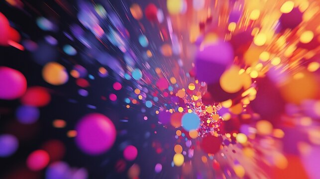 Abstract 3D Scatter Plot With Interconnected Colorful Shapes