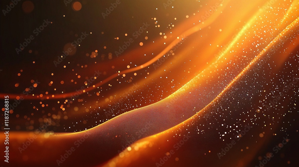 Poster abstract technology background with flowing lines and particles
