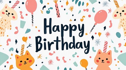 Obraz premium Cheerful birthday celebration clipart digital design party atmosphere fun and whimsical playful vibes