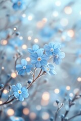 Fototapeta premium Gentle glowing bokeh lights scattered across vibrant flowers, blending softly into the background for a serene visual, comic book style