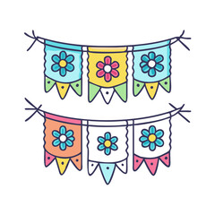 papel picado mexican paper banners icon.