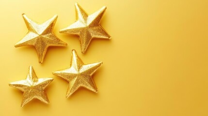 Four golden stars on a yellow background.