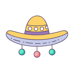sombrero with pom poms vector icon, sombrero with pom poms vector illustration-simple illustration of sombrero with pom poms, perfect for logos,and sombrero with pom poms-themed designs.