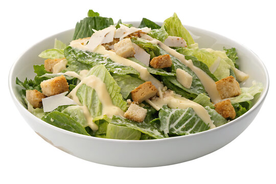 classic caesar salad with dressing isolated on white background PNG.AI GENERATED