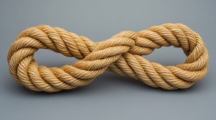 Thick twisted rope shaped as an infinity symbol on a neutral background