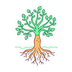 rooted tree vector icon, rooted tree vector illustration-simple illustration of rooted tree, perfect for logos,and rooted tree - themed designs.
