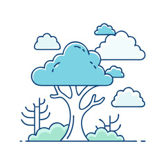 tree and clouds vector icon, tree and clouds vector illustration-simple illustration of tree and clouds, perfect for logos,and tree and clouds - themed designs.
