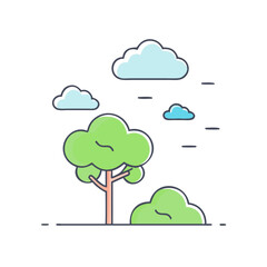 tree and clouds vector icon, tree and clouds vector illustration-simple illustration of tree and clouds, perfect for logos,and tree and clouds - themed designs.
