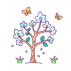 Obraz premium tree with butterflies vector icon, tree with butterflies vector illustration-simple illustration of tree with butterflies, perfect for logos,and tree with butterflies - themed designs.