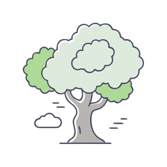 tree with fog vector icon, tree with fog vector illustration-simple illustration of tree with fog, perfect for logos,and tree with fog - themed designs.