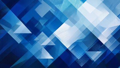 Fototapeta premium modern abstract blue background design with layers of textured white transparent material in triangle and squares shapes in random geometric pattern