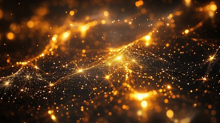 Glowing Data Lines in a Digital Technology Hub Concept