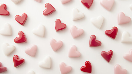 Colorful heart shapes on white background for St. Valentine's Day