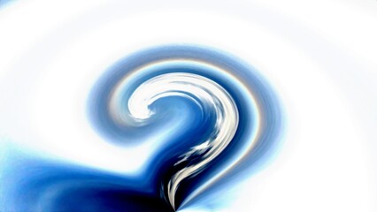 Abstract dark blue and white sky background with clouds in motion and vortex in shape of question mark. Topics: symbol, communication, weather, cyclone, climate change, meteorology, wind, hurricane